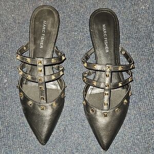 Marc Fisher Black Studded Mules
